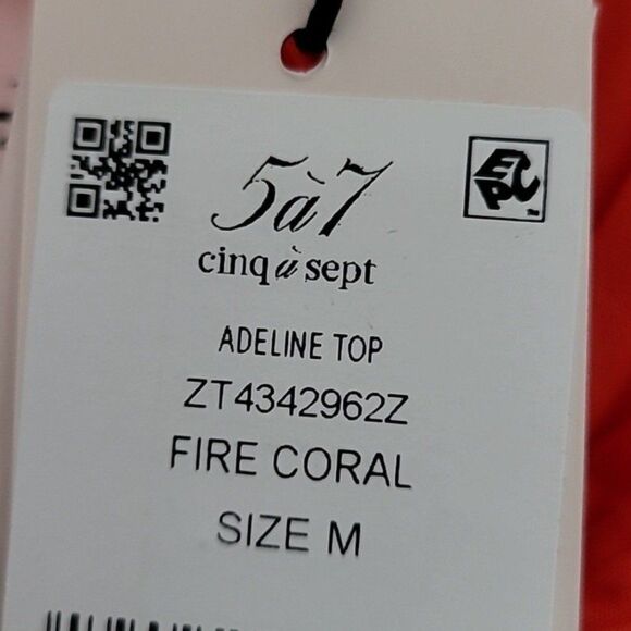 Cinq a Sept Adeline top in Fire Coral Sz M NWT - Picture 10 of 12